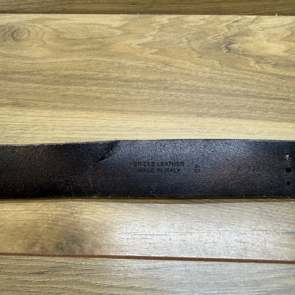 Martin Dingman Mens Belt 40 Dark Brown Bridle Leather Perf Business Casual Italy